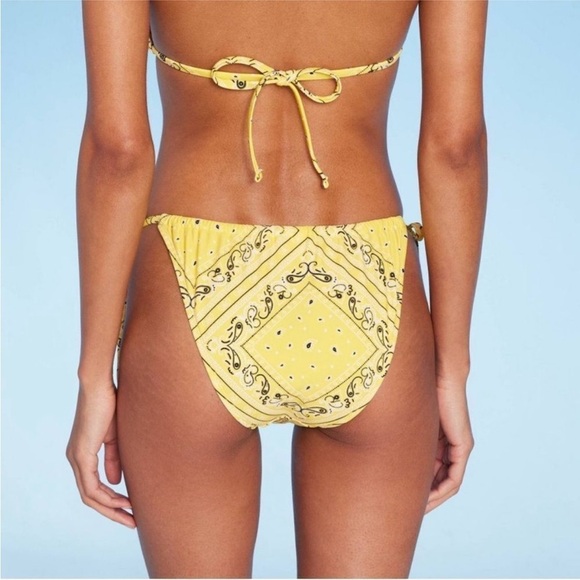 Wild Fable Yellow Bandana Side-Tie Extra High Leg Bikini Bottom SMALL NWT - Picture 2 of 2